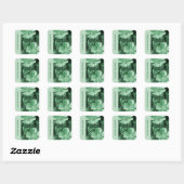 Groen monochromatisch Blooms Floral Envelope Seal Vierkante Sticker (Vel)