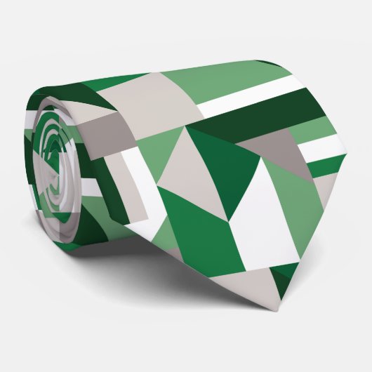 Groen monochromatische geometrische collage patroo stropdas (Opgerold)