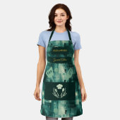 Groen monochroom Abstract - Elegante keukenkledij Schort (Gedragen)