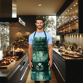 Groen monochroom Abstract - Elegante keukenkledij Schort