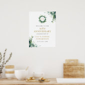 Groen Monogram 50ste verjaardag Welkomstbord Poster (Keuken)