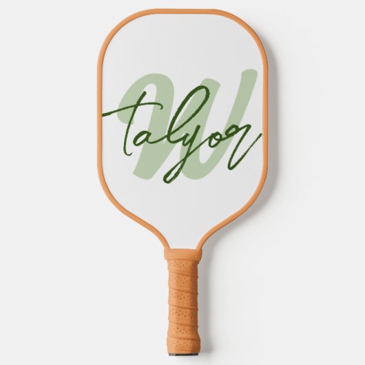 Groen monogram aangepaste naam en initiaal pickleball paddle (Voorkant)