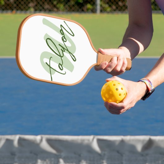Groen monogram aangepaste naam en initiaal pickleball paddle (Insitu)
