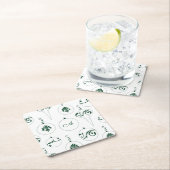 Groen Monogram Bauble Kerstmis Ornamenten Patroon Kartonnen Onderzetters (Insitu)