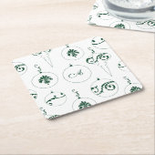 Groen Monogram Bauble Kerstmis Ornamenten Patroon Kartonnen Onderzetters (Schuin)