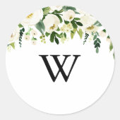 groen monogram bruiloft envelop afdichtingen ronde sticker (Voorkant)