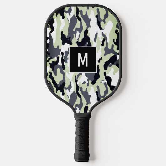 Groen monogram Camouflage Patroon Pickleball Paddle (Achterkant)
