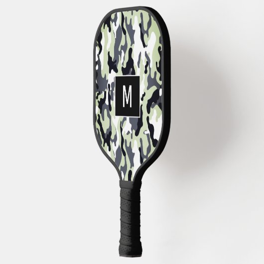 Groen monogram Camouflage Patroon Pickleball Paddle (Links)