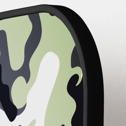 Groen monogram Camouflage Patroon Pickleball Paddle (Links Detail)