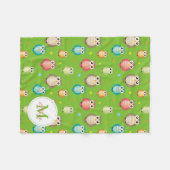 Groen monogram Cute Wise Ownership Pattern Fleece Deken (Voorkant (Horizontaal))