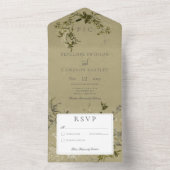 groen monogram geen diner all in one uitnodiging (Binnen)