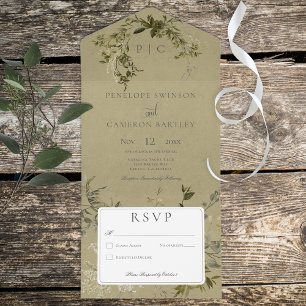  groen monogram geen diner all in one uitnodiging