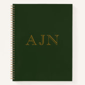 Groen Monogram Geschetst Kunst Notitieboek Cadeau (Voorkant)