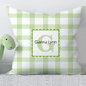 Groen Monogram Gingham Baby Kussen