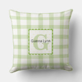 Groen Monogram Gingham Baby Kussen (Achterkant)
