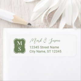 Groen Monogram Huwelijksadres Etiket