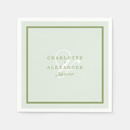 Groen monogram huwelijksservet van mos servet
