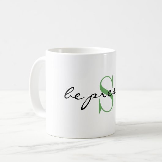 Groen Monogram Initiaal _be cadeau_ Design 11oz Koffiemok (Voorkant links)