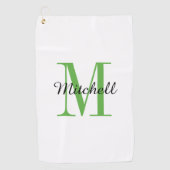 Groen monogram Initiaal en naam op maat Golfhanddoek (Voorkant)