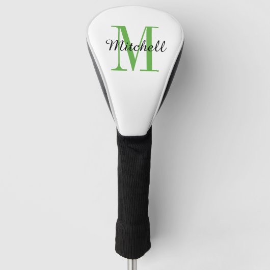 Groen monogram Initiaal en naam op maat Golfheadcover (Voorkant)