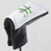 Groen monogram Initiaal en naam op maat Golfheadcover (3/4 voorkant)