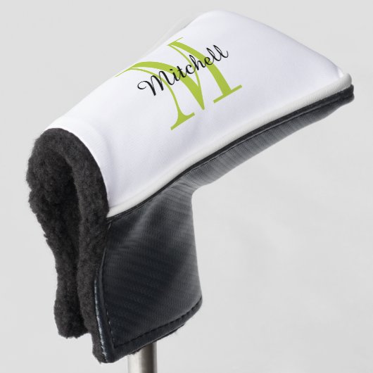 Groen monogram Initiaal en naam op maat Golfheadcover (3/4 voorkant)