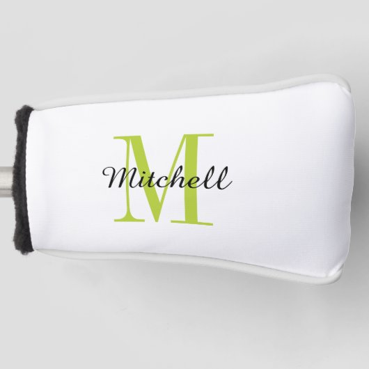 Groen monogram Initiaal en naam op maat Golfheadcover (Voorkant)