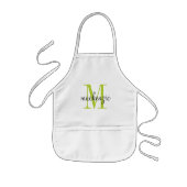 Groen monogram Initiaal en naam op maat Kinder Schort (Voorkant)