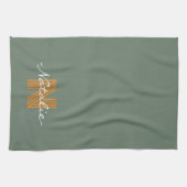 Groen monogram initiaal script moderne kleurrook theedoek (Horizontaal)