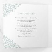 Groen monogram kunstverhaal toewijding bruiloft Tr Drieluik Programma (Binnenzijde eerst)