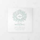 Groen monogram kunstverhaal toewijding bruiloft Tr Drieluik Programma (Cover)