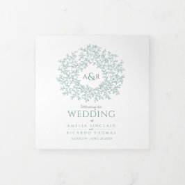 Groen monogram kunstverhaal toewijding bruiloft Tr Drieluik Programma