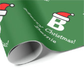 Groen monogram letter B kerstinpakpapier Cadeaupapier (Rol Hoek)