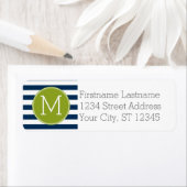 Groen monogram marinespion en witte stripper etiket (Insitu)