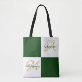 Groen monogram modern Stijlvol Initiaal Tas (Voorkant)