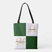 Groen monogram modern Stijlvol Initiaal Tas (Achterkant)