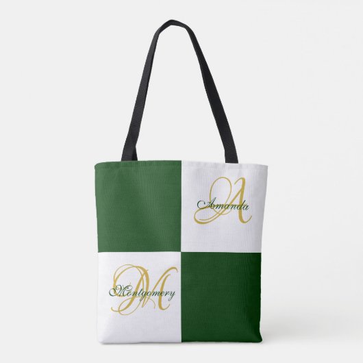 Groen monogram modern Stijlvol Initiaal Tas (Achterkant)