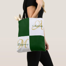 Groen monogram modern Stijlvol Initiaal Tas