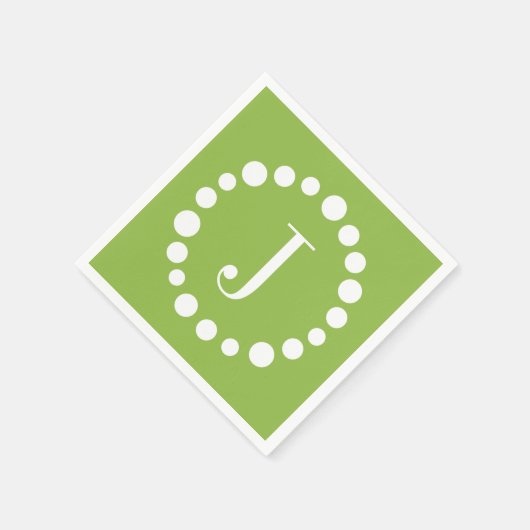 Groen monogram past J Initiaal Paper Napkins aan Servet (Hoek)