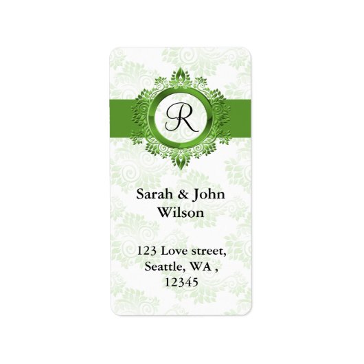 groen monogram retouradreslabel etiket (Voorkant)