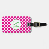 Groen Monogram Roze Stippen Felle Kleuren Bagagelabel (Voorkant horizontaal)
