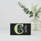 Groen monogram Visitekaartjes (Staand voorkant)