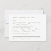 Groen monogram wildflower maaltijd optie bruiloft RSVP kaartje (Achterkant)