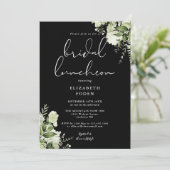 Groen Monogram Zwart-Wit Bruids Luncheon Kaart (Staand voorkant)