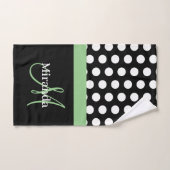 Groen Monogram Zwart Wit Polka Dot Bad Handdoek (Handdoek)
