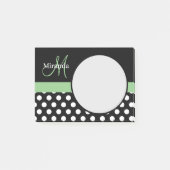 Groen Monogram Zwart Wit Polka Dot Post-it® Notes (Voorkant)