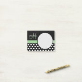 Groen Monogram Zwart Wit Polka Dot Post-it® Notes (Op bureau)