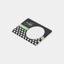 Groen Monogram Zwart Wit Polka Dot Post-it® Notes
