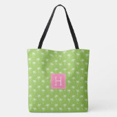 Groen monogrammed Palm Trees Pattern Tote Bag (Achterkant)