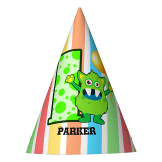 Groen monster 1e verjaardag Aangepast Feesthoedjes